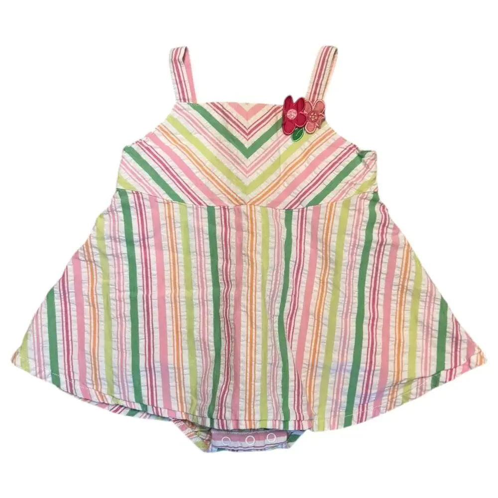 Gymboree Vintage Cotton Spring Fun Seersucker Girls Romper 6-12 Months